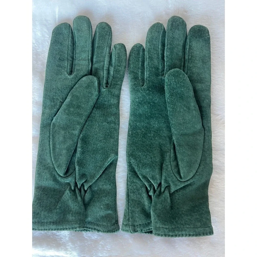 Suede Gloves Forest Green Lined Med Dark Academia Vintage MCM Forestcore Classic